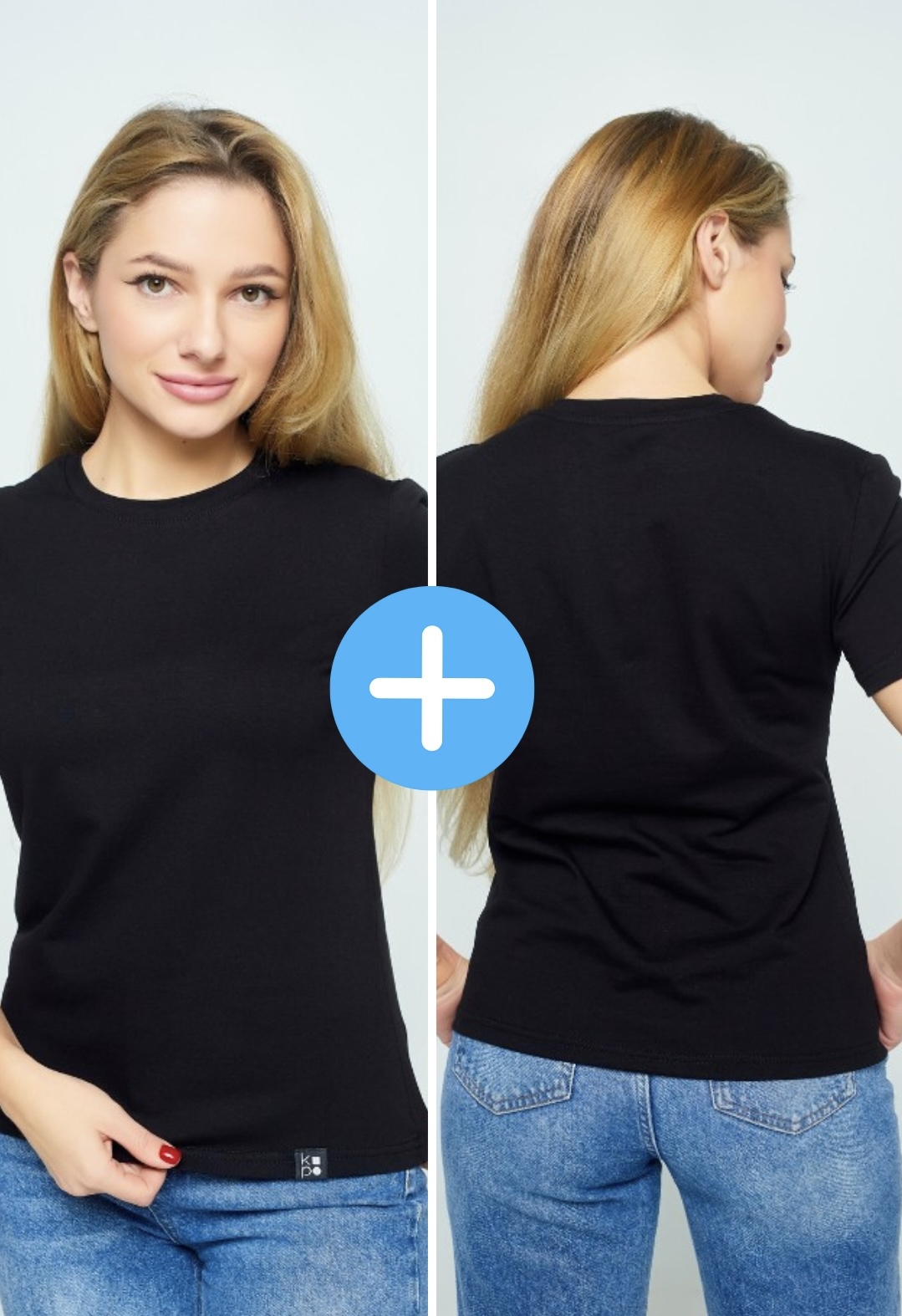 Set of 2 women's basic Kopo t-shirts: Black
